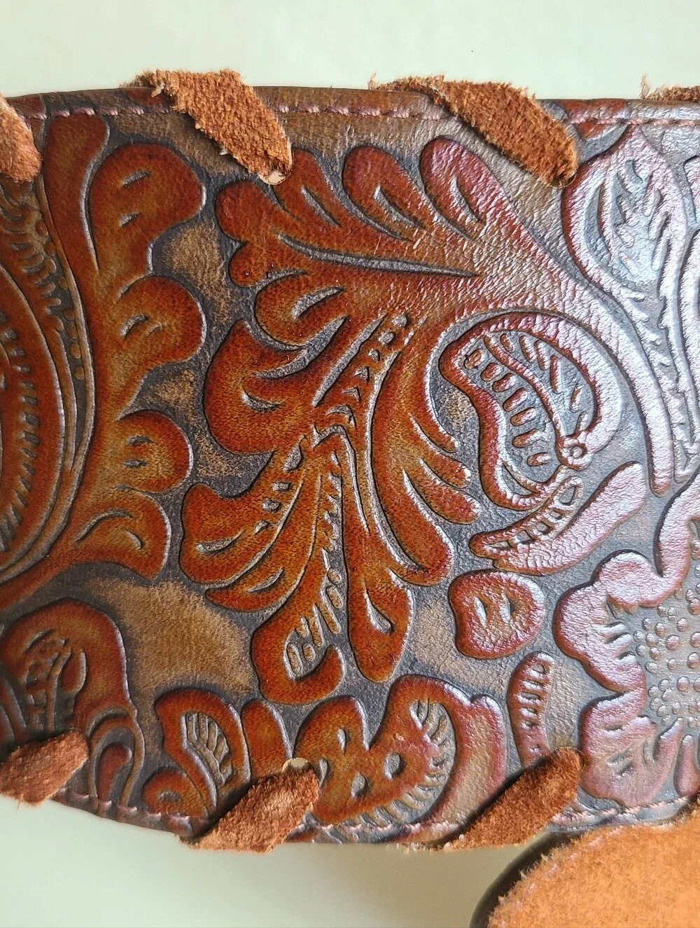 leatherock san diego handcrafted genuine leather wide boho statement belt sz 36